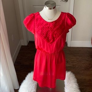 Red puff sleeve forever 21 dress.